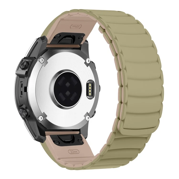 Pour Garmin Fenix 8 47mm / Fenix E 47mm Bracelet de Montre 22mm Universel à Libération Rapide en Silicone Bicolore Magnétique - Chameau+Marron Clair