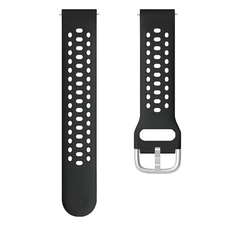 KALEBOL 20mm Strap for Samsung Galaxy Watch6 Classic 43mm 47mm / Watch6 40mm 44mm Multiple Holes Silicone Watch Band - Black