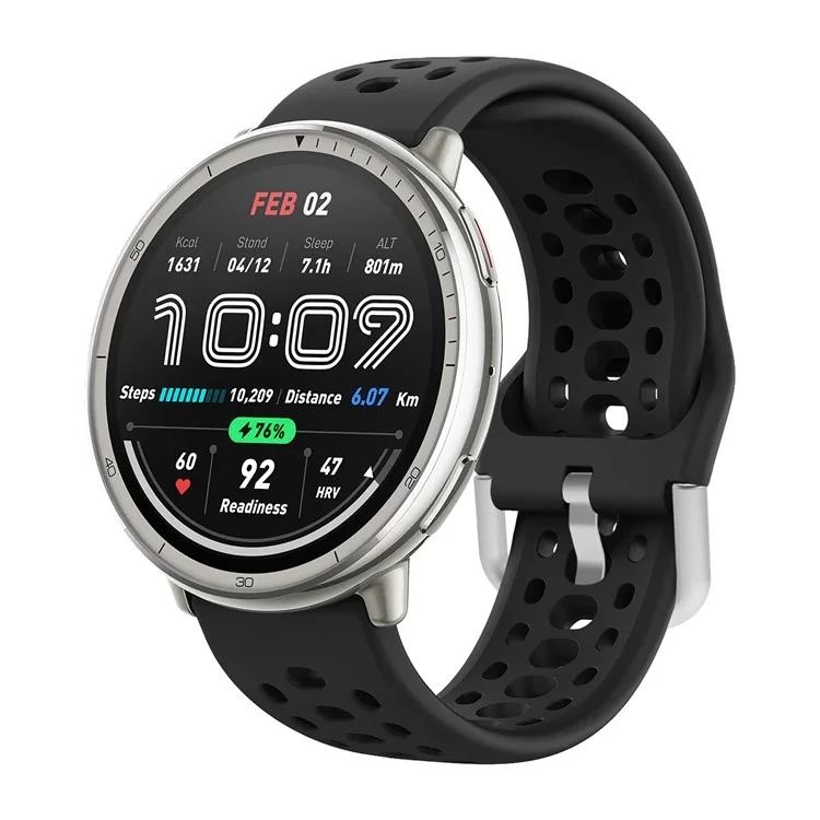 KALEBOL 20mm Strap for Samsung Galaxy Watch6 Classic 43mm 47mm / Watch6 40mm 44mm Multiple Holes Silicone Watch Band - Black