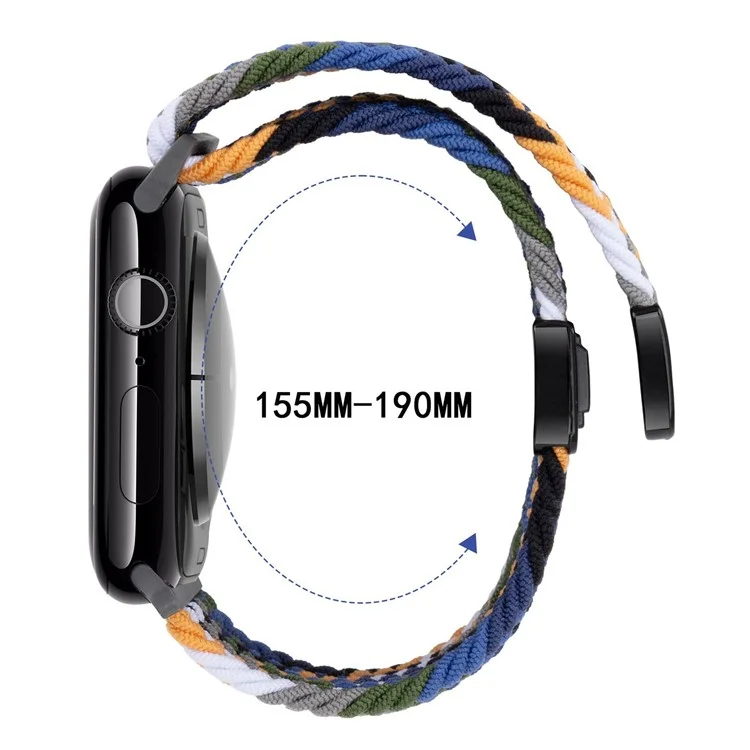 Watch Band For Apple Watch Series 10 Ultra 9 8 7 SE 6 5 4 3 2 1 46mm 49mm 45mm 44mm 42mm , Magnetic Clasp Nylon Adjustable Strap - Colorful Denim