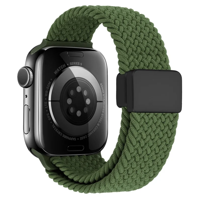 Bracelet pour Apple Watch Series 10 9 8 7 SE 6 5 4 3 2 1 42mm 41mm 40mm 38mm, Bracelet Ajustable en Nylon à Fermeture Magnétique - Vert