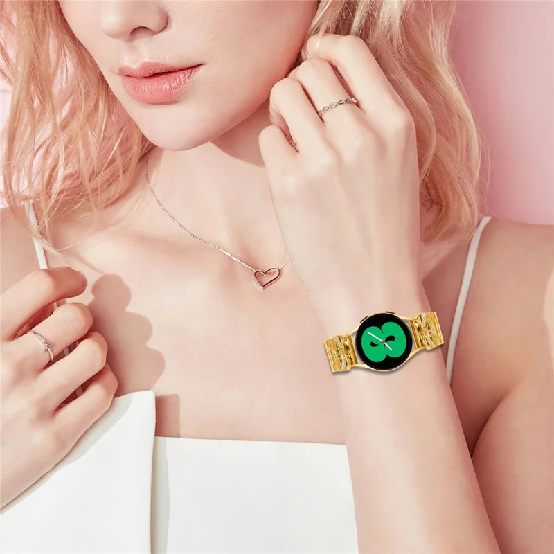 Ersatzarmband für Samsung Galaxy Watch Active mit Schmetterlings-Strasssteinen - Gold