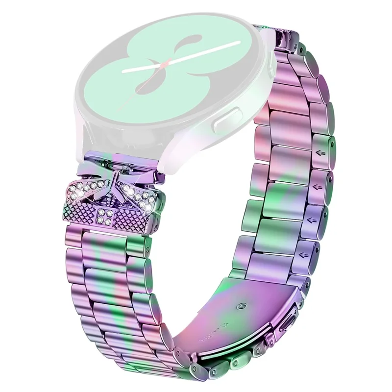 Replacement Strap for Samsung Galaxy Watch 42mm Butterfly Rhinestones Decor Metal Watch Band - Colorful