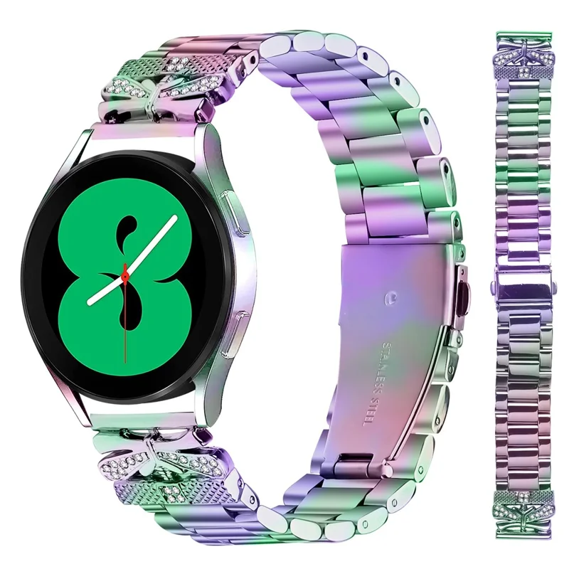 Replacement Strap for Samsung Galaxy Watch 42mm Butterfly Rhinestones Decor Metal Watch Band - Colorful