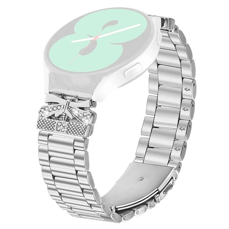For Samsung Galaxy Gear Sport  /  Gear S2 Classic Replacement Strap Butterfly Rhinestones Decor Silver Stainless Steel Watch Band