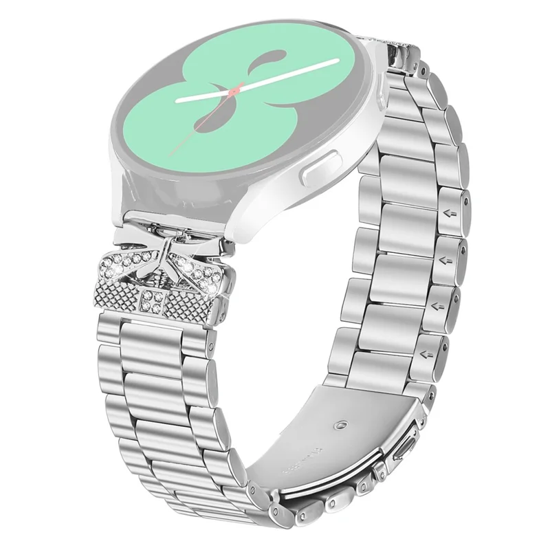 For GarminActive 5  /  vivoactive 5 Replacement Strap Butterfly Rhinestones Decor Silver Stainless Steel Watch Band