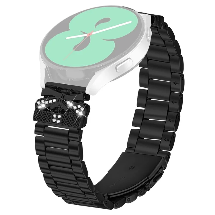 Ersatzarmband für Garmin Vivomove Sport / Venu 2 Plus mit Schmetterling-Strass-Verzierung Metallarmband - Schwarz