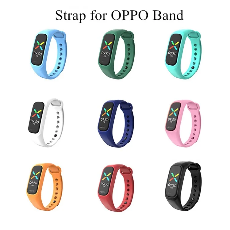 Solid Color Silicone Watch Strap Replacement Adjustable Watchband for Oppo Band - White