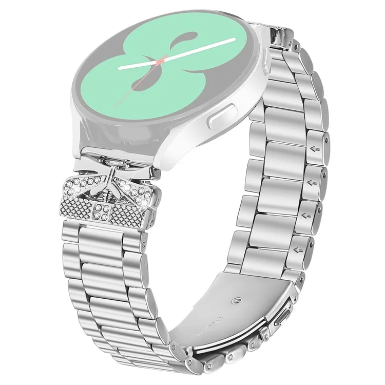 Para Garmin Forerunner 245 / Forerunner 245 Music Correa de Repuesto con Decoración de Mariposas de Strass en Acero Inoxidable Plateado