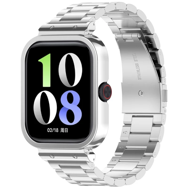 For vivo Watch GT  /  iQOO Watch GT Watch Band Stainless Steel Three-Bead Replacement Strap with Watch Frame - Silver
