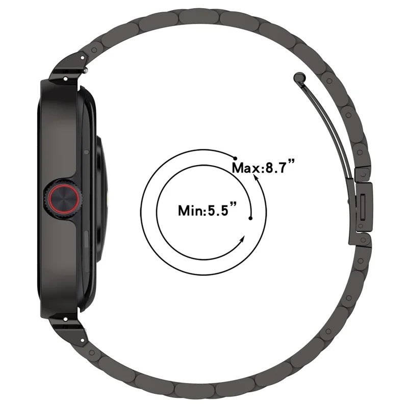 For vivo Watch GT  /  iQOO Watch GT Watch Band Stainless Steel Three-Bead Replacement Strap with Watch Frame - Black