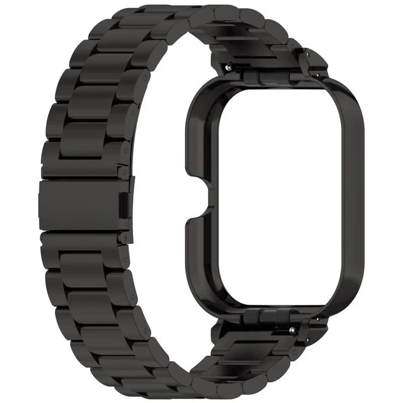 For vivo Watch GT  /  iQOO Watch GT Watch Band Stainless Steel Three-Bead Replacement Strap with Watch Frame - Black