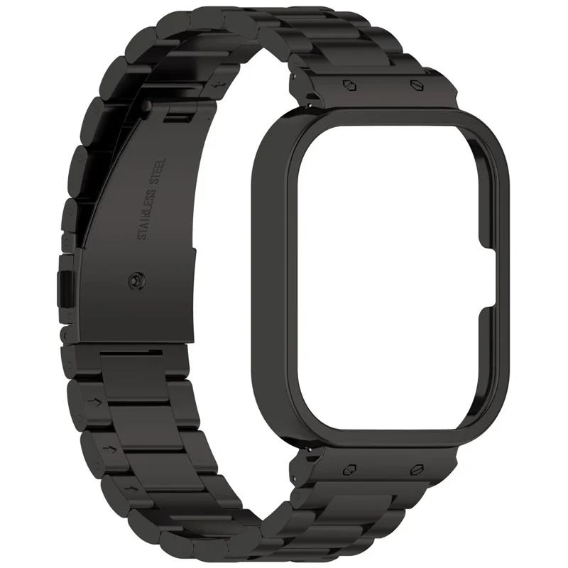 For vivo Watch GT  /  iQOO Watch GT Watch Band Stainless Steel Three-Bead Replacement Strap with Watch Frame - Black