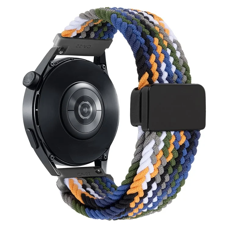22mm Universal Wrist Strap Magnetic Buckle Nylon Braided Smart Watch Band - Denim Color