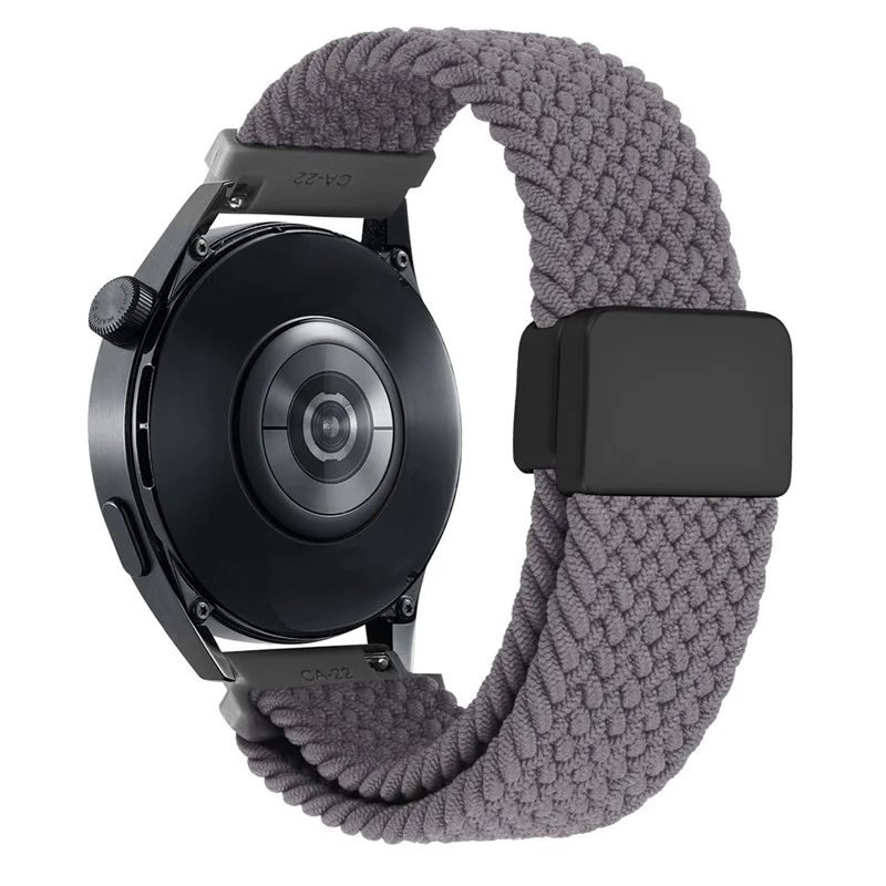 22mm Universal Wrist Strap Magnetic Buckle Nylon Braided Smart Watch Band - Grey