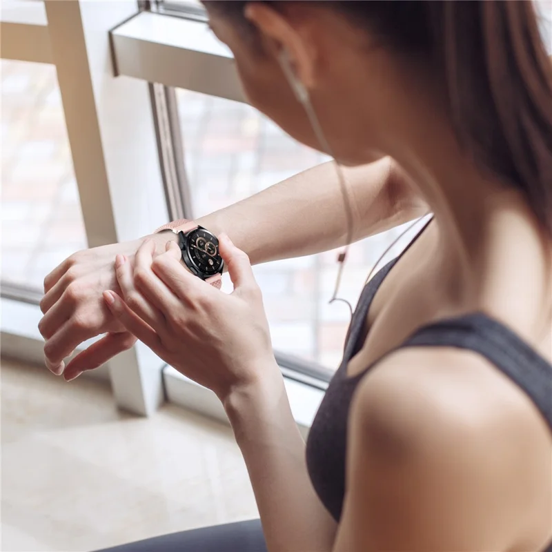 22mm Universal Wrist Strap Magnetic Buckle Nylon Braided Smart Watch Band - Grey