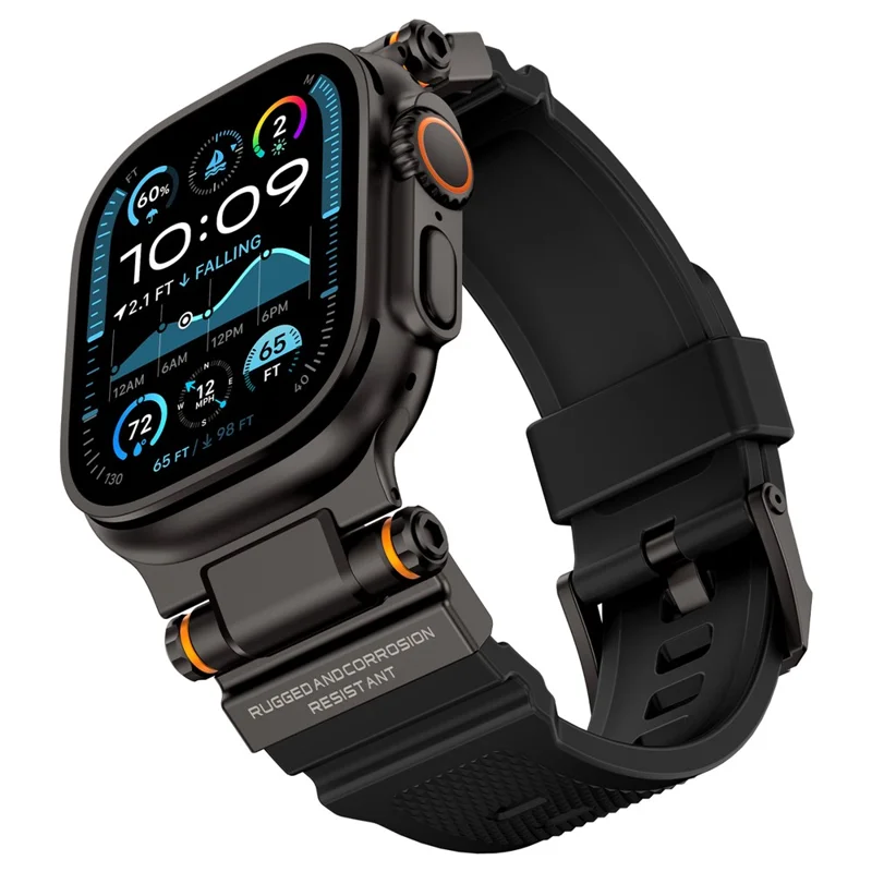 Watch Strap for Apple Watch Series 10 Ultra 9 8 7 SE 6 5 4 3 2 1 46mm 49mm 45mm 44mm 42mm Silicone Band with Black Connector - Black