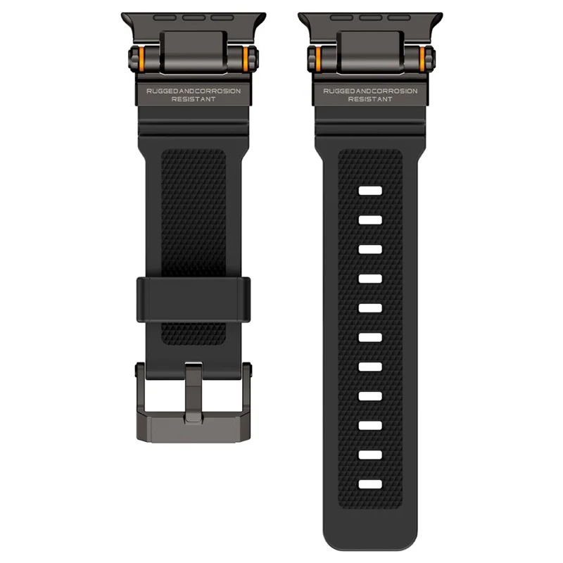 Watch Strap for Apple Watch Series 10 Ultra 9 8 7 SE 6 5 4 3 2 1 46mm 49mm 45mm 44mm 42mm Silicone Band with Black Connector - Black