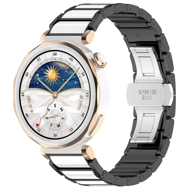 Correa de reloj de cerámica + aleación de zinc para Oppo Watch X2 Mini - Negro+Blanco