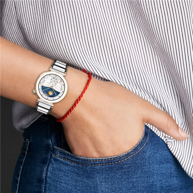 Correa de reloj de cerámica + aleación de zinc para Oppo Watch X2 Mini - Negro+Blanco