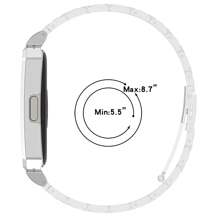 Metal Frame for Huawei Band 10 / 10 NFC / 9 / 9 NFC / 8 / 8 NFC Watch Case Integrated Three Bead Stainless Steel Strap - Silver