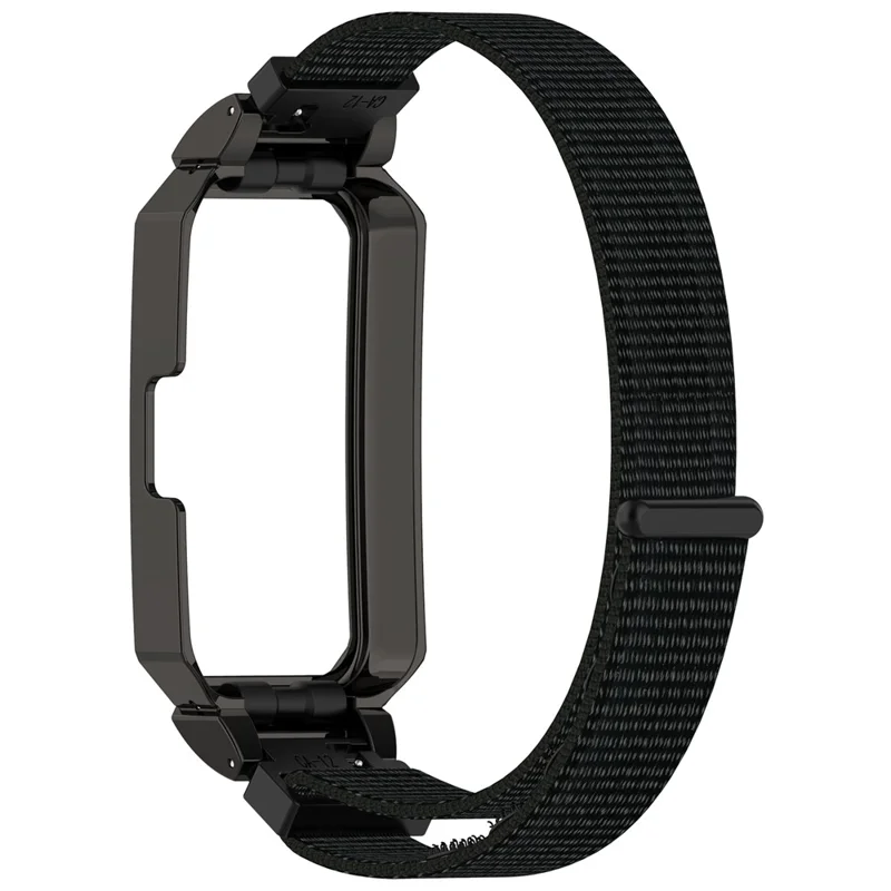 Cinturino per Huawei Band 10 / 10 NFC / 9 / 9 NFC / 8 / 8 NFC Nastro Magico Cinturino in Nylon con Custodia Metallica - Nero+Nero