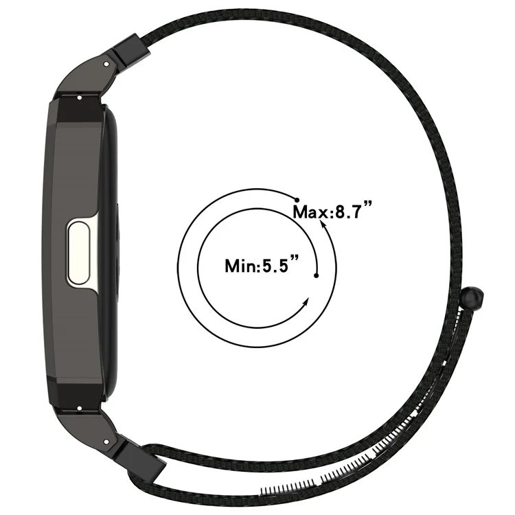 Watch Band for Huawei Band 10 / 10 NFC / 9 / 9 NFC / 8 / 8 NFC Magic Tape Nylon Strap with Metal Case - Red+Rose Gold