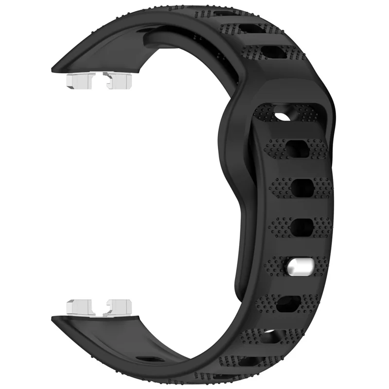 Bracelet en silicone à texture pointillée avec boucle inversée pour Huawei Band 10 / 10 NFC / 9 / 9 NFC / 8 / 8 NFC - Noir
