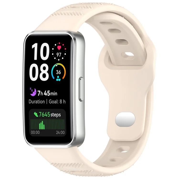 Silicone Watch Band for Huawei Band 10 / 10 NFC / 9 / 9 NFC / 8 / 8 NFC Dot Texture Reverse Buckle Wrist Strap - Starlight