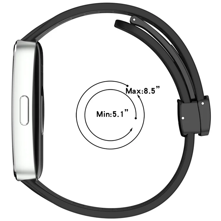 Pulseira de Silicone para Huawei Band 10 / 10 NFC / 9 / 9 NFC / 8 / 8 NFC Design com Furos Respirável Fecho Magnético - Preto