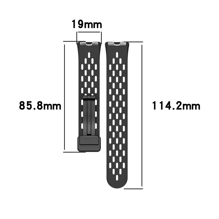 Pulseira de Silicone para Huawei Band 10 / 10 NFC / 9 / 9 NFC / 8 / 8 NFC Design com Furos Respirável Fecho Magnético - Preto