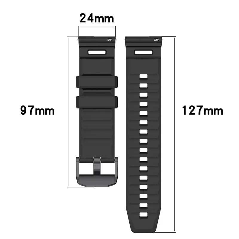 Para TicWatch Atlas Correa de silicona Estilo de armadura Correa de reloj de silicona flexible y ajustable - Negro