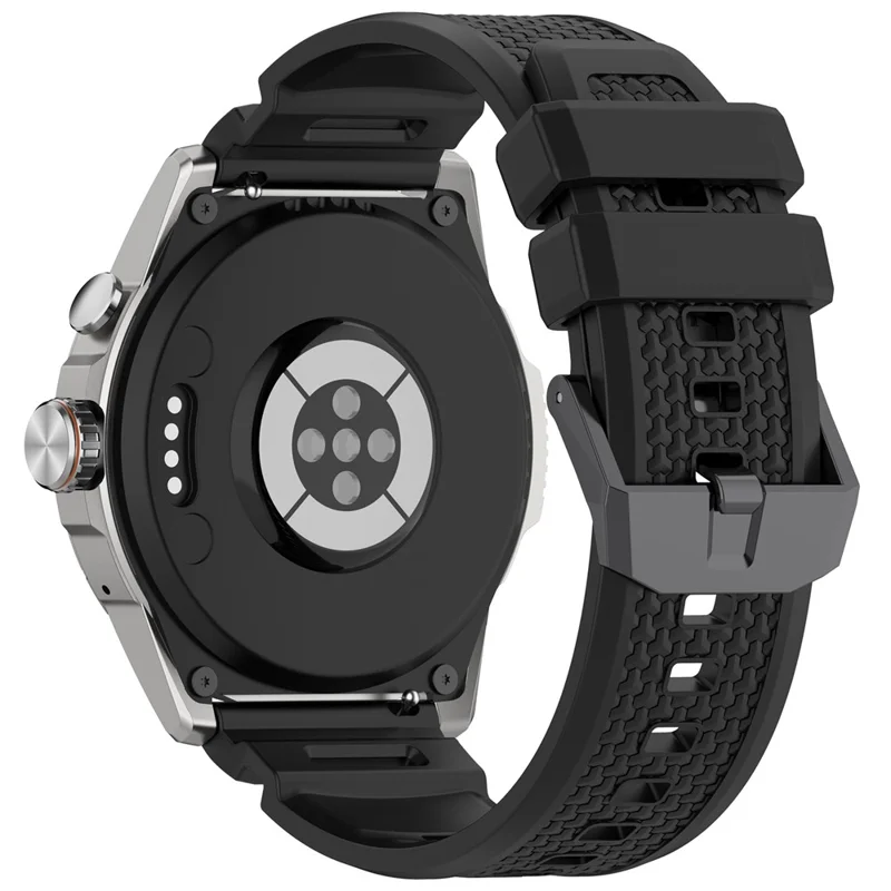 Para TicWatch Atlas Correa de silicona Estilo de armadura Correa de reloj de silicona flexible y ajustable - Negro