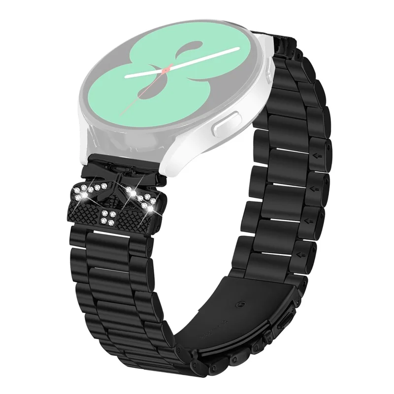 Replacement Strap for Huami Amazfit GTR 42mm Butterfly Rhinestones Decor Metal Watch Band - Black