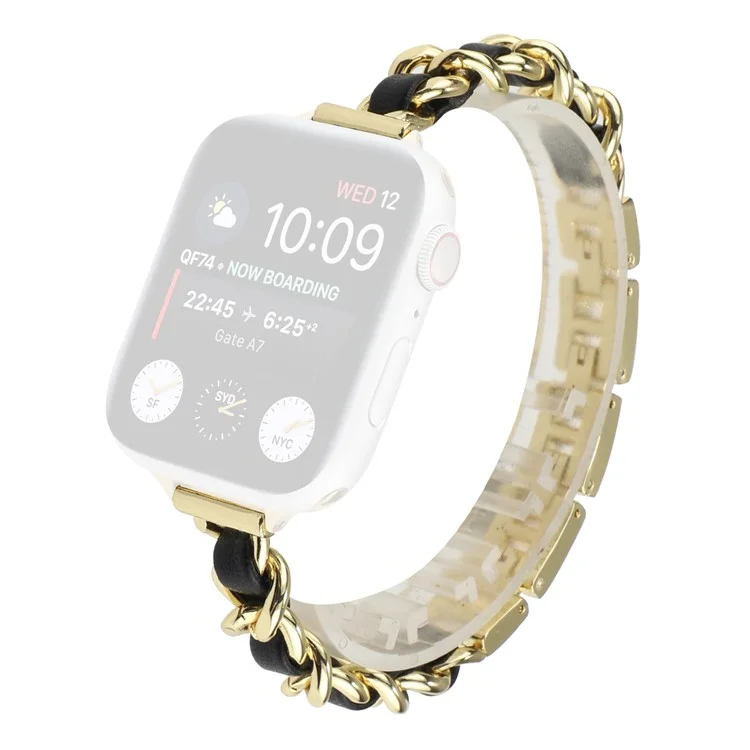 Armband aus Edelstahl für intelligente Uhren für Apple Watch Series 10 46mm / Ultra 2 Ultra 49mm / 9 8 7 45mm / SE (2023) SE (2022) SE 6 5 4 44mm / 3 2 1 42mm - Gold / Schwarz