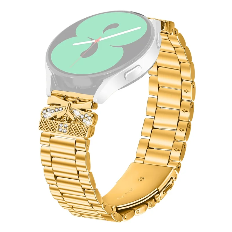 Replacement Strap for TicWatch E  /  TicWatch E3 Butterfly Rhinestones Decor Metal Watch Band - Gold