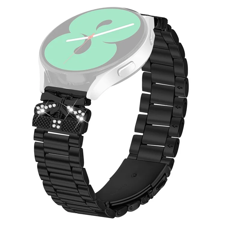 Replacement Strap for Verizon Gizmo Watch 3 Butterfly Rhinestones Decor Metal Watch Band - Black