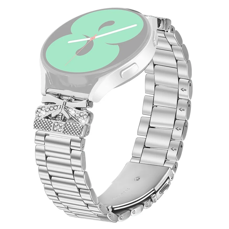 For Verizon Gizmo Watch 1 Replacement Strap Butterfly Rhinestones Decor Silver Stainless Steel Watch Band