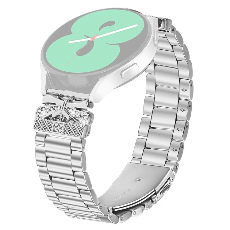 Pulseira de Substituição para Relógio GizmoWatch Disney Edition da Verizon - Borboleta com Strass, Decoração em Aço Inoxidável Prateado