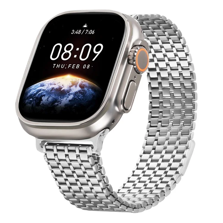 Silver Watch Strap For Apple Watch Series 10 9 8 7 SE 6 5 4 3 2 1 42mm  /  41mm  /  40mm  /   38mm Bands Stainless Steel Magnetic Clasp