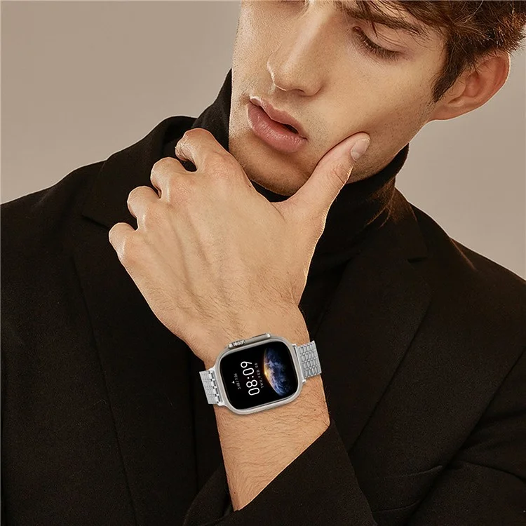 Silver Watch Strap For Apple Watch Series 10 9 8 7 SE 6 5 4 3 2 1 42mm  /  41mm  /  40mm  /   38mm Bands Stainless Steel Magnetic Clasp