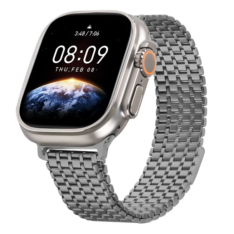 Watch Strap For Apple Watch Series 10 9 8 7 SE 6 5 4 3 2 1 42mm 41mm 40mm 38mm Bands Stainless Steel Magnetic Clasp Watchband - Titanium