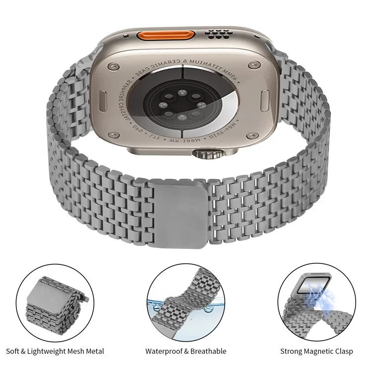 Watch Strap For Apple Watch Series 10 9 8 7 SE 6 5 4 3 2 1 42mm 41mm 40mm 38mm Bands Stainless Steel Magnetic Clasp Watchband - Titanium