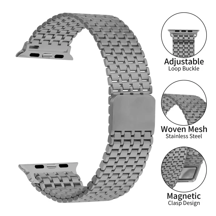 Watch Strap For Apple Watch Series 10 9 8 7 SE 6 5 4 3 2 1 42mm 41mm 40mm 38mm Bands Stainless Steel Magnetic Clasp Watchband - Titanium