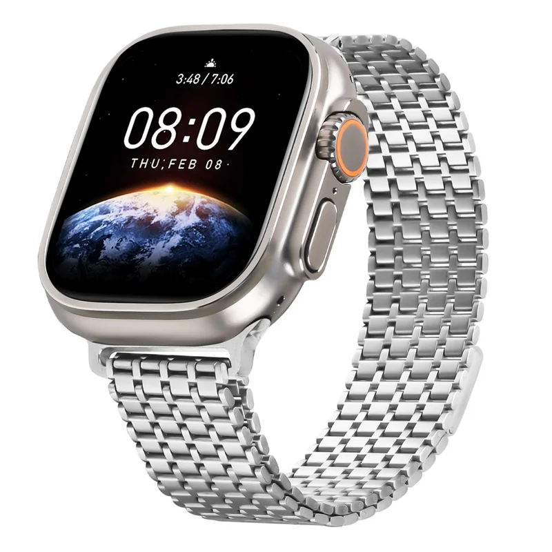 Silver Watch Strap For Apple Watch Series 10 Ultra 9 8 7 SE 6 5 4 3 2 1 46mm  /  49mm  /  45mm  /  44mm /  42mm Bands Stainless Steel Magnetic Clasp