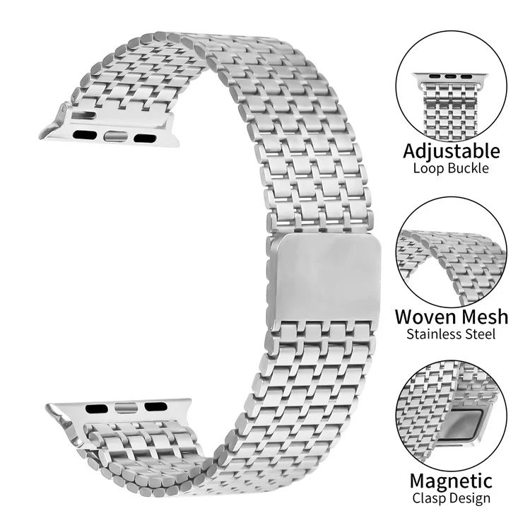 Silver Watch Strap For Apple Watch Series 10 Ultra 9 8 7 SE 6 5 4 3 2 1 46mm  /  49mm  /  45mm  /  44mm /  42mm Bands Stainless Steel Magnetic Clasp
