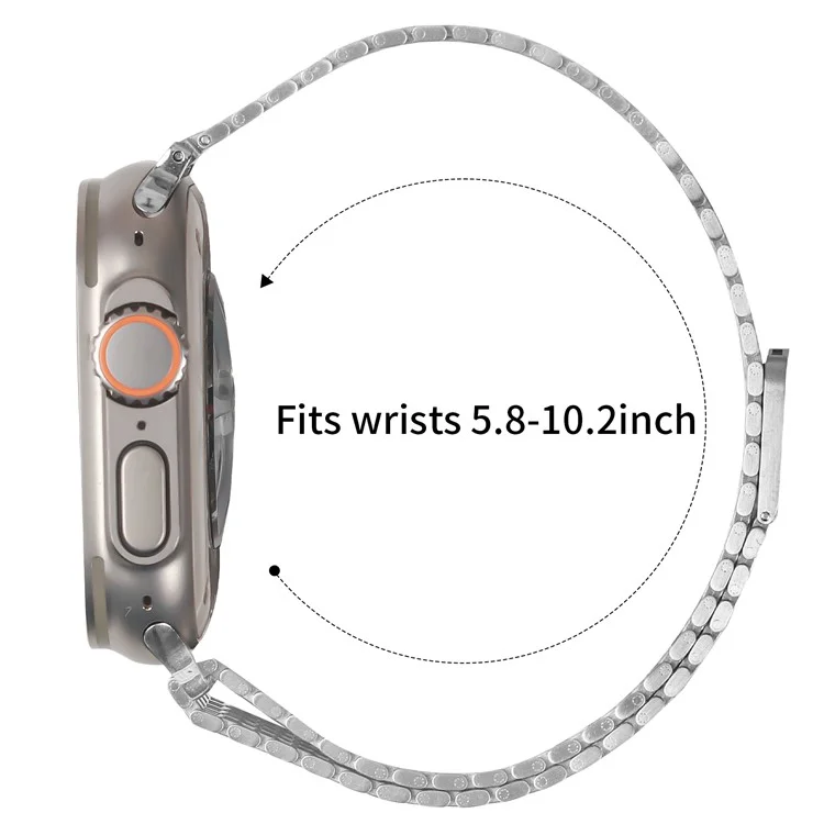 Silver Watch Strap For Apple Watch Series 10 Ultra 9 8 7 SE 6 5 4 3 2 1 46mm  /  49mm  /  45mm  /  44mm /  42mm Bands Stainless Steel Magnetic Clasp