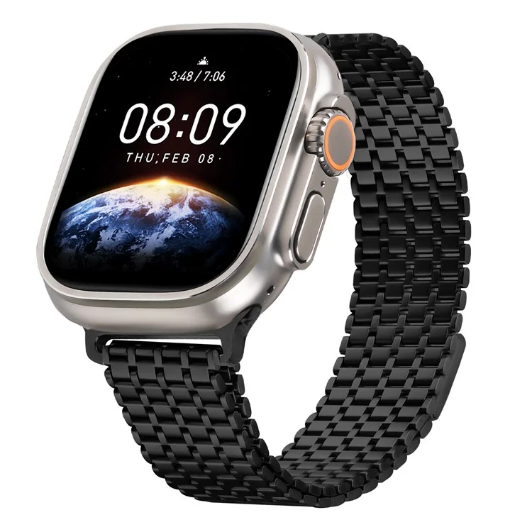 Armband für Apple Watch Series 10 Ultra 9 8 7 SE 6 5 4 3 2 1 42mm 49mm 45mm 44mm 40mm Bänder Edelstahl Magnetverschluss Uhrenarmband - Schwarz