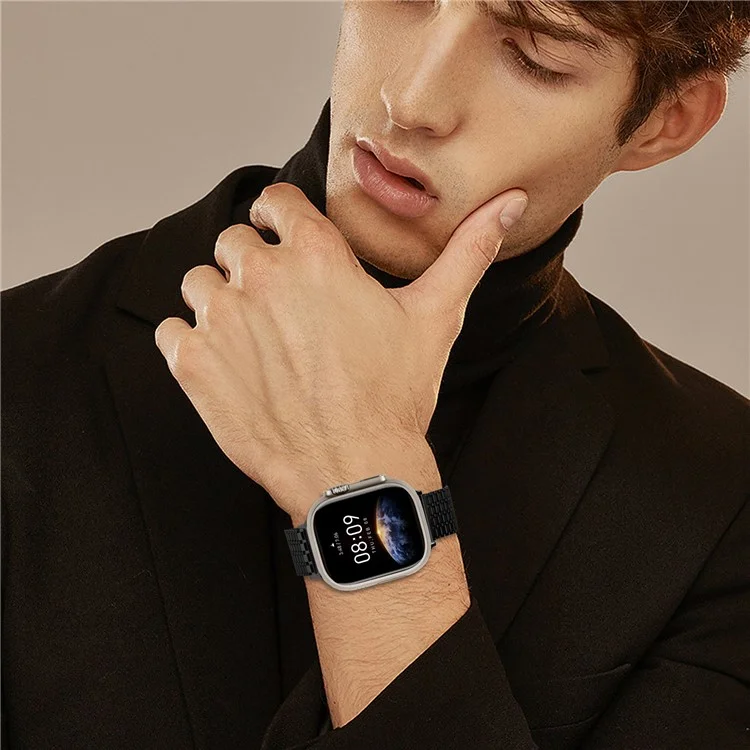 Armband für Apple Watch Series 10 Ultra 9 8 7 SE 6 5 4 3 2 1 42mm 49mm 45mm 44mm 40mm Bänder Edelstahl Magnetverschluss Uhrenarmband - Schwarz
