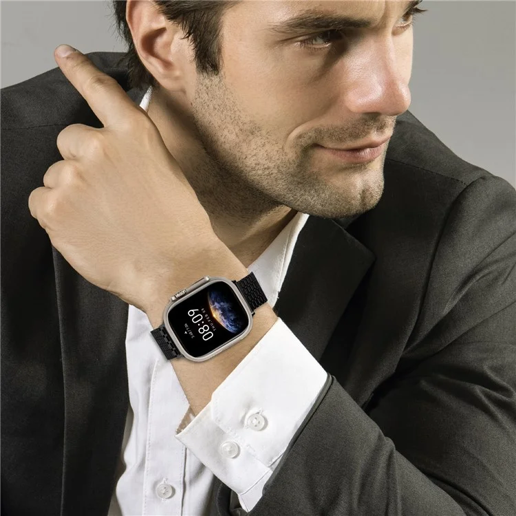 Armband für Apple Watch Series 10 Ultra 9 8 7 SE 6 5 4 3 2 1 42mm 49mm 45mm 44mm 40mm Bänder Edelstahl Magnetverschluss Uhrenarmband - Schwarz